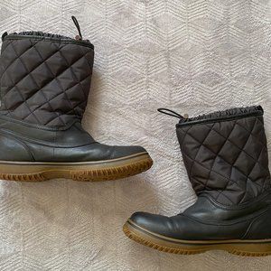 COACH Samara Black Leather Quilted Nylon Mid Calf Winter Boots Women's Size 8.5B